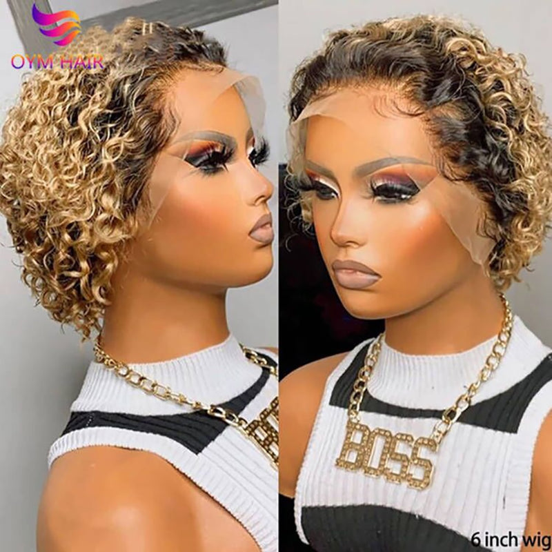 Short Curly Lace Front Wigs 13x1