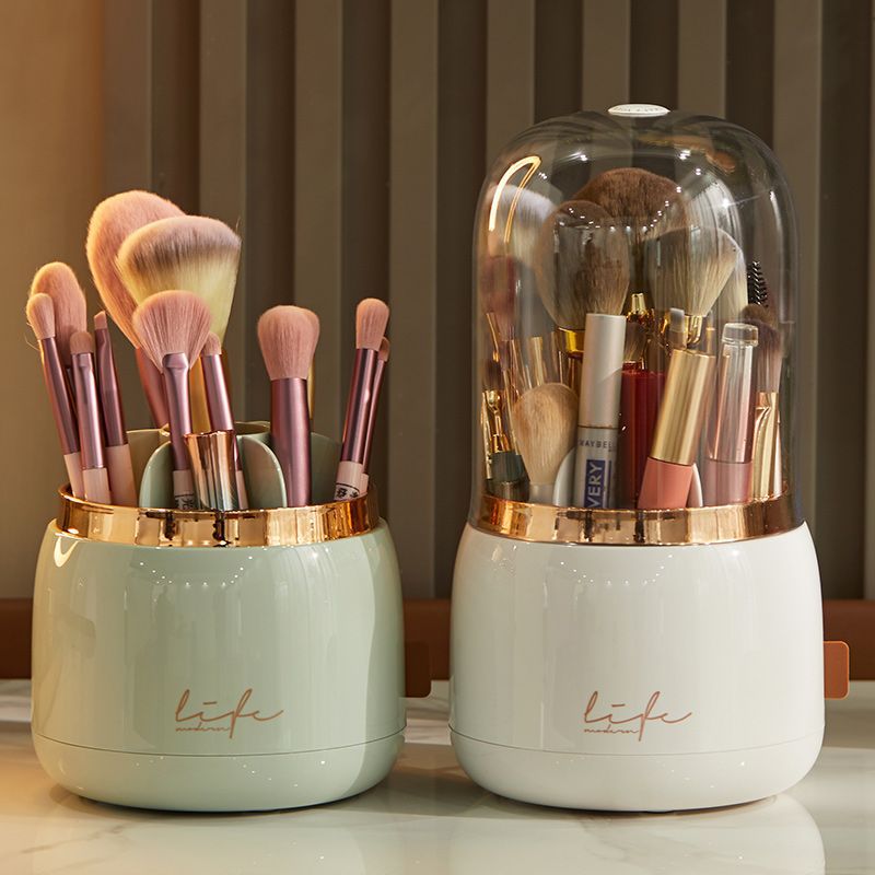 360° Rotating Makeup Brushes Holder Desktop Cosmetics Container